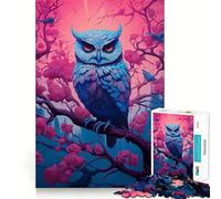 Rompecabezas Synthwave Owl para Adultos, 1000 Piezas, Juguete para ejercitar la Mente, diversión silenciosa, Corte preciso, decoración de Pared 38x52cm