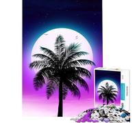 Rompecabezas Synthwave Palm Sunset de 1000 Piezas Desafío de Inteligencia Cerebral Juguetes adictivos Juegos relajantes Decoración Perfecta Regalos de Amigo Invisible (tamaño 75x50cm)