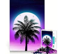 Rompecabezas Synthwave Palm Sunset de 1000 Piezas para Adolescentes, Juguete para ejercitar la Mente, Tiempo de convivencia, Pieza de colección de Arte de Corte preciso 38x52cm