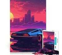 Rompecabezas Synthwave Retro Car Sunset de 1000 Piezas para Adolescentes Puzzle Wise Think Toy Simple Fun Tight Cut Santa Wish Pick 38x26cm