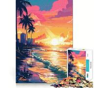 Rompecabezas Synthwave Retro Miami de 1000 Piezas para Adultos Juguete Inteligente para Jugar en Interiores Corte preciso Un Regalo Encantador 50x75cm