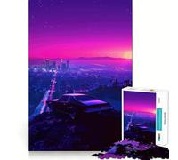 Rompecabezas Synthwave Skyline de 1000 Piezas para Adolescentes, Juguete para ejercitar la Mente, Actividad para el hogar, Corte Premium, artículo de Santa Claus 38x52cm
