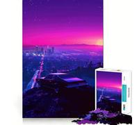 Rompecabezas Synthwave Skyline para Adolescentes, 1000 Piezas, para Mejorar la Memoria, el Entretenimiento en casa, Bordes precisos, 38x26cm
