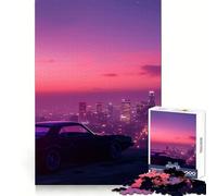Rompecabezas Synthwave Skyline para Adolescentes, 1000 Piezas, para Mejorar la Memoria, para Disfrutar de un Juego de niños, con Bordes limpios, 38x52cm
