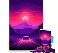 Rompecabezas Synthwave Sunset Car para Adolescentes, 1000 Piezas, Juguete Inteligente, Juego Relajante, Corte Suave, Regalo increíble 38x26cm