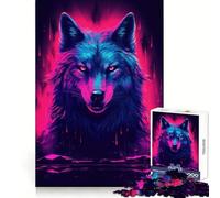 Rompecabezas Synthwave Wolf de 1000 Piezas para Adolescentes Juego Inteligente para Relajarse y armar Patrones Lista de Deseos de Papá Noel 38x26cm