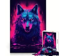Rompecabezas Synthwave Wolf de 1000 Piezas para Adultos, Juguete Intelectual, diversión Relajante, Pieza de Arte 50x75cm