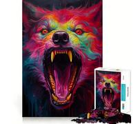 Rompecabezas Synthwave Wolf para Adolescentes, 1000 Piezas, para Mejorar la Memoria, Tiempo Libre, Bordes limpios, Regalo Encantador 38x26cm