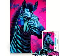 Rompecabezas Synthwave Zebra de 1000 Piezas para Adolescentes, Juguete para ejercitar la Mente, Tiempo de convivencia, Pieza de colección de Arte de Corte preciso 50x75cm