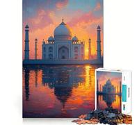 Rompecabezas Taj Mahal al Atardecer con Reflejo, 1000 Piezas, Juguete cognitivo, pasatiempo Tranquilo, Borde Premium, 50x75cm