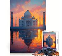 Rompecabezas Taj Mahal al Atardecer con Reflejo, 1000 Piezas, Juguete cognitivo, pasatiempo Tranquilo, Borde Premium, 50x75cm
