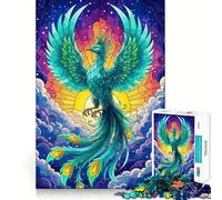 Rompecabezas Teal Phoenix Rising de 1000 Piezas para Adultos Rompecabezas Memory Lift Disfrute del Montaje Lento de la Imagen Regalo Creativo 38x52cm