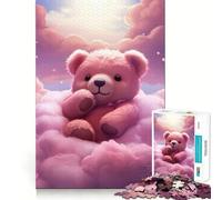 Rompecabezas Teddy sobre Nubes Rosas de 1000 Piezas para Adultos Juguete para desarrollar la Habilidad y la Calma Corte preciso Regalo conmovedor 38x52cm