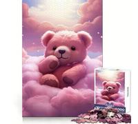 Rompecabezas Teddy sobre Nubes Rosas de 1000 Piezas para Adultos Juguete para desarrollar la Habilidad y la Calma Corte preciso Regalo conmovedor 38x52cm