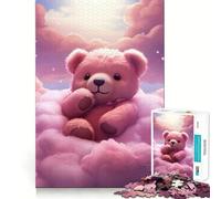Rompecabezas Teddy sobre Nubes Rosas para Adolescentes, 1000 Piezas, para Mejorar la Memoria, Relajarse, armar, decoración de Pared 38x26cm