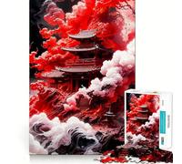 Rompecabezas Templo Rojo de 1000 Piezas para Adultos Juguete Inteligente para el hogar Corte Suave Sorpresa navideña (50x75cm)