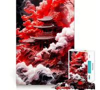 Rompecabezas Templo Rojo para Adolescentes, 1000 Piezas, Mejora la Memoria, Relajante, Divertido, Corte Premium, Regalo Elegante (38x26cm)