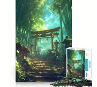 Rompecabezas Templo Sagrado en el Bosque de Bambú, 1000 Piezas para Adultos Ayuda a Mejorar la Memoria y Alivia la ansiedad Diseño artístico para armar Regalo (38x52cm)