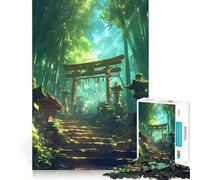Rompecabezas Templo Sagrado en el Bosque de Bambú para Adolescentes, 1000 Piezas, estimula la Memoria, diversión Relajante, Corte Premium, Regalo Elegante (38x26cm)