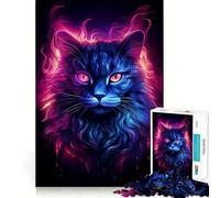 Rompecabezas Thunder Style Neon Cat para Adolescentes, 1000 Piezas, para estimular la Memoria, Relajarse, Bordes precisos, Regalo increíble 50x75cm