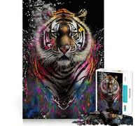 Rompecabezas Tiger Colorful de 1000 Piezas para Adolescentes, Juguete para ejercitar la Mente, Tiempo de convivencia, Pieza de colección de Arte de Corte preciso 50x75cm