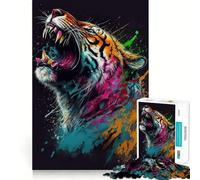 Rompecabezas Tiger Colorful de 1000 Piezas para Adolescentes, Juguete para ejercitar la Mente, Tiempo de convivencia, Pieza de colección de Arte de Corte preciso 50x75cm