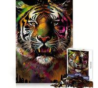 Rompecabezas Tiger Colorful de 1000 Piezas para Adolescentes, Juguete para ejercitar la Mente, Tiempo de convivencia, Pieza de colección de Arte de Corte preciso 38x52cm