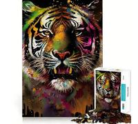 Rompecabezas Tiger Colorful de 1000 Piezas para Adolescentes, Juguete para ejercitar la Mente, Tiempo de convivencia, Pieza de colección de Arte de Corte preciso 38x52cm