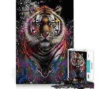 Rompecabezas Tiger Colorful de 1000 Piezas para Adultos, Juguete de ingenio, diversión en Interiores, Arte de Bordes precisos, Coleccionable 38x26cm