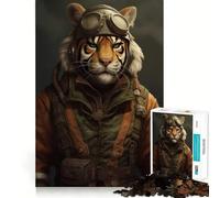 Rompecabezas Tiger como piloto de 1000 Piezas para Adolescentes Juguete Interactivo para Compartir Bordes precisos Artículo de Santa Claus 50x75cm