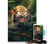 Rompecabezas Tiger de 1000 Piezas para Adultos, Juego Inteligente para aliviar el estrés, patrón de Montaje, Sorpresa navideña 50x75cm