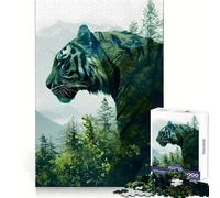 Rompecabezas Tiger Double Exposure de 1000 Piezas para Adolescentes Ideal para Relajarse, divertirse y Disfrutar Temporada 38x26cm