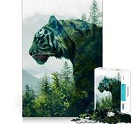 Rompecabezas Tiger Double Exposure de 1000 Piezas para Adolescentes Ideal para Relajarse, divertirse y Disfrutar Temporada 38x26cm