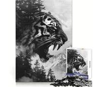 Rompecabezas Tiger Double Exposure de 1000 Piezas para Adultos, Juguete para ejercitar la Mente, Juego en Grupo, diseño nítido, Regalo Encantador 38x52cm