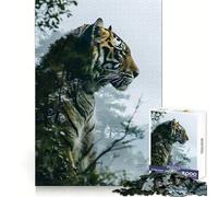 Rompecabezas Tiger Double Exposure de 1000 Piezas para Adultos, Juguete para la Mente, Juego Relajante, Bordes precisos, Regalo conmovedor 50x75cm