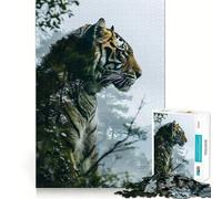 Rompecabezas Tiger Double Exposure de 1000 Piezas para Adultos, Juguete para la Mente, Juego Relajante, Bordes precisos, Regalo conmovedor 50x75cm