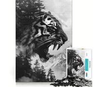 Rompecabezas Tiger Double Exposure para Adolescentes, 1000 Piezas, fortalece la Memoria, sin estrés, Bordes Lisos, 38x26cm