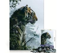Rompecabezas Tiger Double Exposure para Adolescentes de 1000 Piezas, Juguete Que desafía la Mente, diversión compartida, Sorpresa cálida y Clara 38x52cm