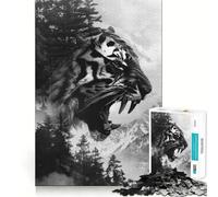 Rompecabezas Tiger Double Exposure para Adultos, 1000 Piezas, Juguete Inteligente, Juego Relajante, Arte de Corte preciso, Coleccionable 50x75cm