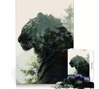 Rompecabezas Tiger Double Exposure Tree de 1000 Piezas para Adultos Juguete Inteligente para divertirse en Interiores Corte Suave Selección de Deseos de Papá Noel 50x75cm