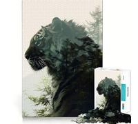 Rompecabezas Tiger Double Exposure Tree de 1000 Piezas para Adultos Juguete Inteligente para divertirse en Interiores Corte Suave Selección de Deseos de Papá Noel 50x75cm