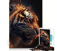 Rompecabezas Tiger Fire de 1000 Piezas para Adolescentes Juguete para desarrollar la lógica Divertido y Relajante Bordes Suaves Regalo Creativo 38x26cm