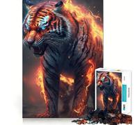 Rompecabezas Tiger Fire de 1000 Piezas para Adultos, Juguete de ingenio, diversión en Interiores, Arte de Bordes preciso, Coleccionable 38x26cm