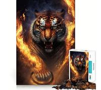 Rompecabezas Tiger Fire de 1000 Piezas para Adultos Rompecabezas de Memoria Disfrute del Montaje Lento de la Imagen Regalo Creativo 38x52cm