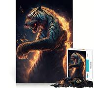 Rompecabezas Tiger Fire de 1000 Piezas para Adultos y Adolescentes, Juguete para el Tiempo Libre, decoración de Pared con Bordes precisos 38x52cm