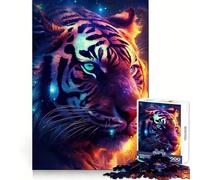 Rompecabezas Tiger Head Space Flames para Adolescentes, 1000 Piezas, desafío Mental, Juguete para Compartir, diversión Clara, Sorpresa cálida 38x26cm