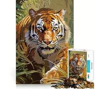 Rompecabezas Tiger Hunter de 1000 Piezas para Adolescentes, Juguete de razonamiento y Habilidad, Tranquilo, calmado, Corte Exacto, Sorpresa navideña 38x52cm