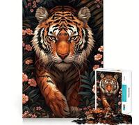 Rompecabezas Tiger in Bloom de 1000 Piezas para Adultos Juego Inteligente para aliviar el estrés Patrón de Montaje Sorpresa navideña 38x52cm