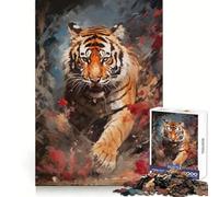 Rompecabezas Tiger in Paint Bird View de 1000 Piezas para Adolescentes Juguete para el Desarrollo Personal Diversión compartida Bordes precisos Artículo de Santa Claus 38x52cm