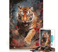 Rompecabezas Tiger in Paint Bird View de 1000 Piezas para Adolescentes Juguete para el Desarrollo Personal Diversión compartida Bordes precisos Artículo de Santa Claus 38x52cm